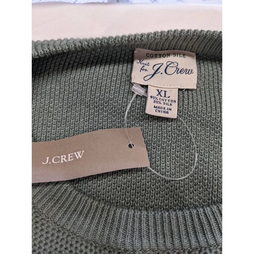 J. Crew Men's Cotton Silk Piqué Knit Sweater Faded Bluegrass Green XL NWT $89